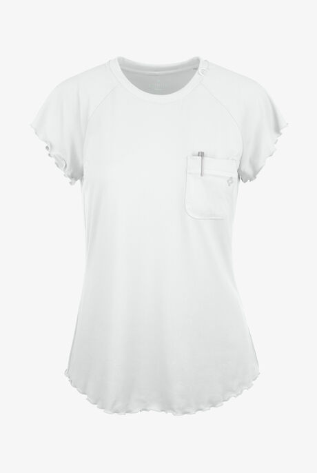 Med Couture Layers Women's 1-Pocket STRETCH Tuck In Lettuce-Edge Short Sleeve Knit Underscrub