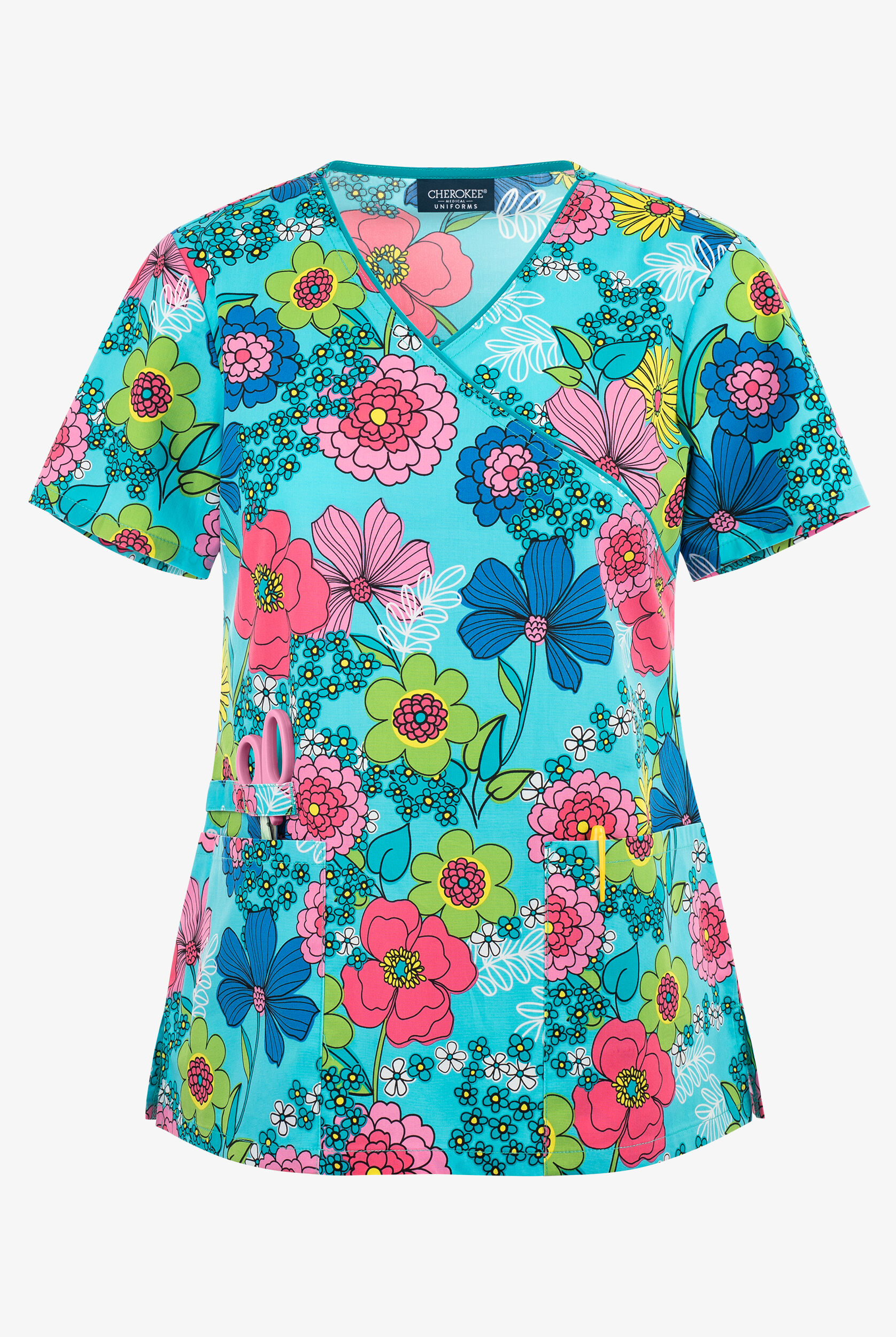 Floral Beadwork Six Bands Scrub Top main image 1