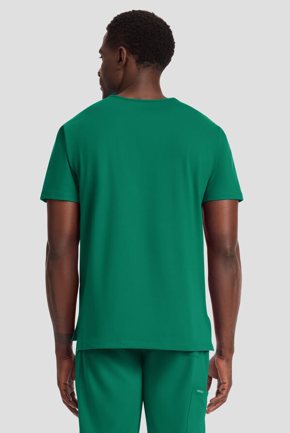 Cherokee Achieve Men's 1-Pocket STRETCH V-Neck Knit Scrub Top - Hunter - 3