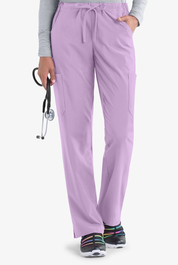Easy STRETCH Eden Women's 4-Pocket Drawstring Scrub Pants - Petite - Amethyst Mist - 1