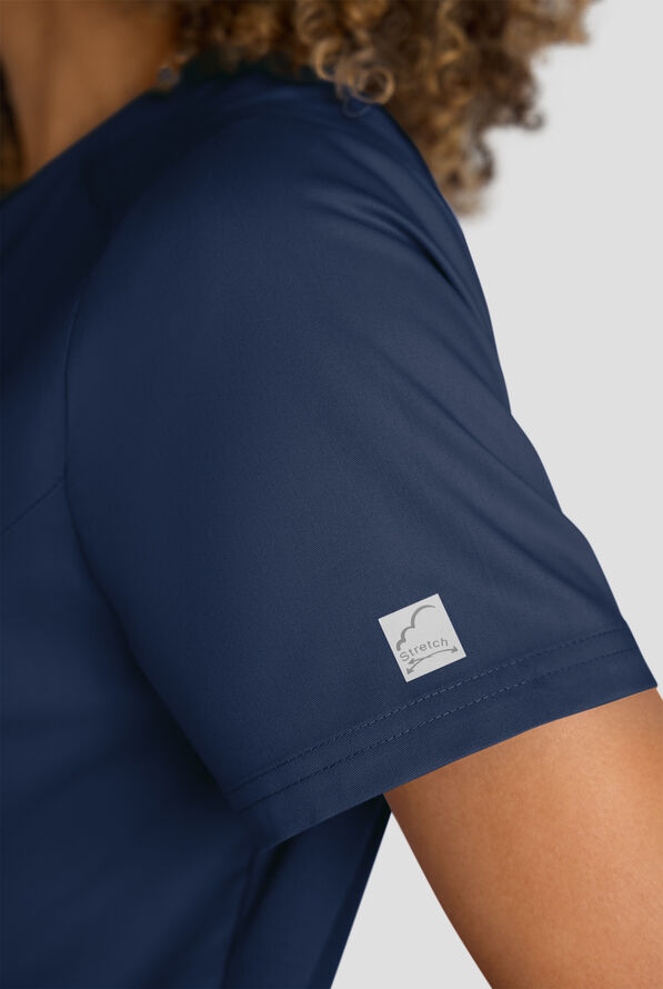 Butter-Soft STRETCH FLXTEK+ Women's 3-Pocket Crew Neck Scrub Top - Navy - 7