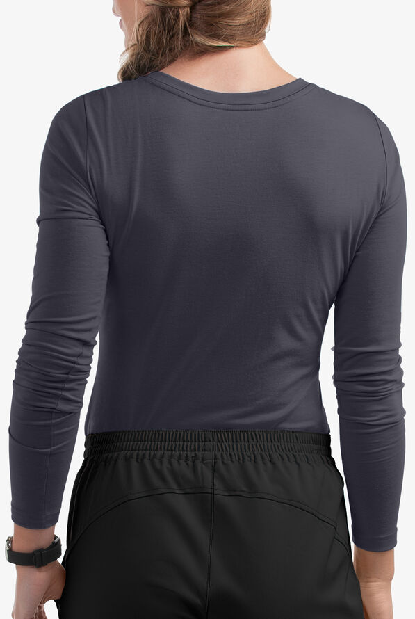 Healing Hands Melissa Women's STRETCH Long Sleeve Knit Underscrub - Pewter - 3