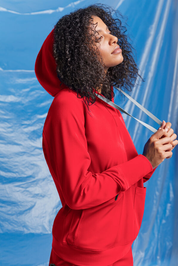 Sudadera médica con capucha ReSurge Jasper con mangas largas y 4 bolsillos para mujer - Wine - 7