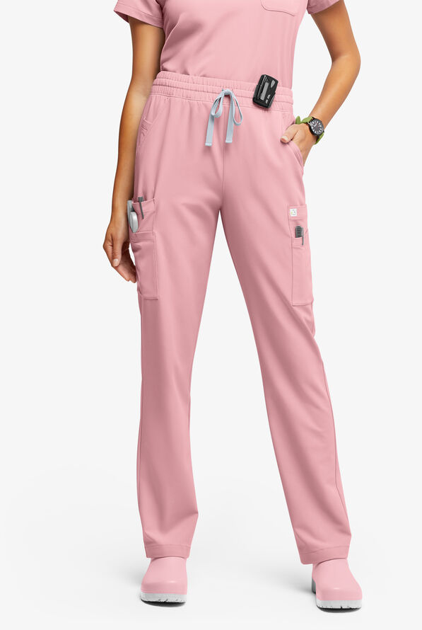 Pantalón médico ReSurge Topaz con cordón ajustable y 11 bolsillos para mujer - Primrose Pink - 1