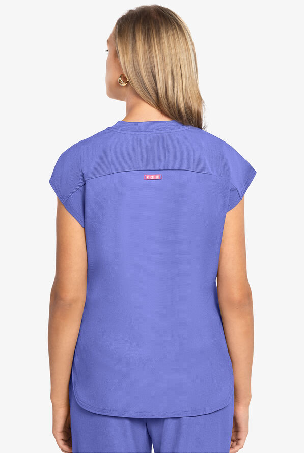 Med Couture Amp Women's 2-Pocket STRETCH Tuck in Dolman Crew Neck Scrub Top - Ceil Blue - 4