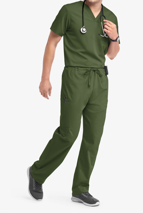 Butter-Soft Core Scrubs Unisex 4-Pocket Cargo Drawstring Scrub Pants- New and Improved - Olive - 6
