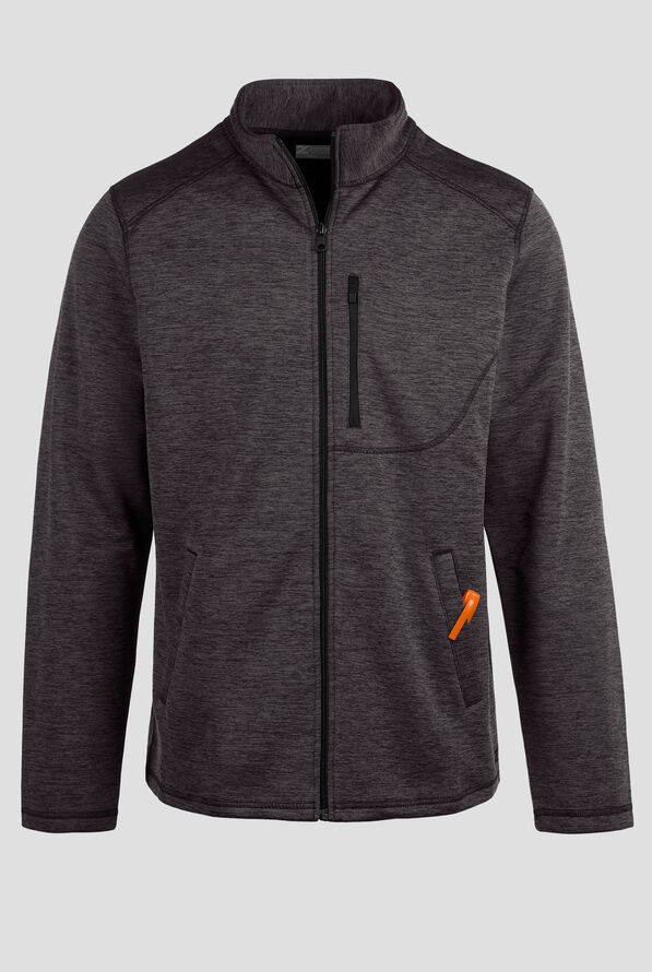 Zavate Brandon Men's 5-Pocket Bonded Fleece Scrub Jacket - Heather Grey - 1
