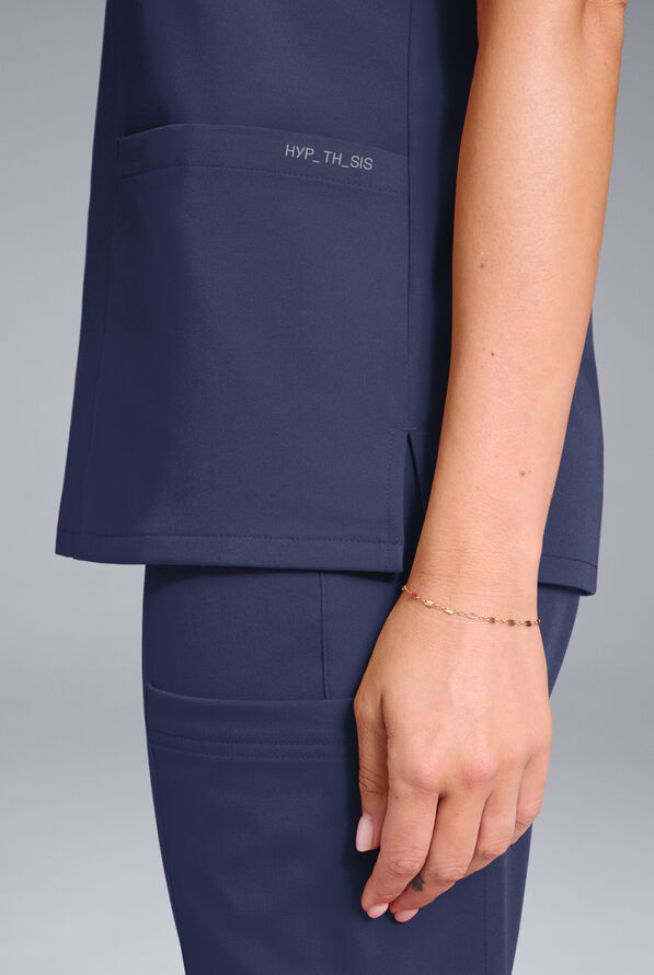 Blusa médica Hypothesis Base con cuello en V y 3 bolsillos para mujer - Navy - 4