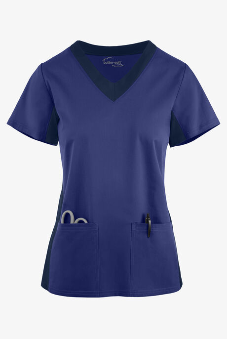 Butter-Soft STRETCH Women's 3-Pocket Contrast Scrub Top