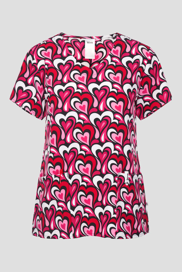 Wink Heart Flow Women's 2-Pocket STRETCH V-Neck Print Scrub Top - null - 1