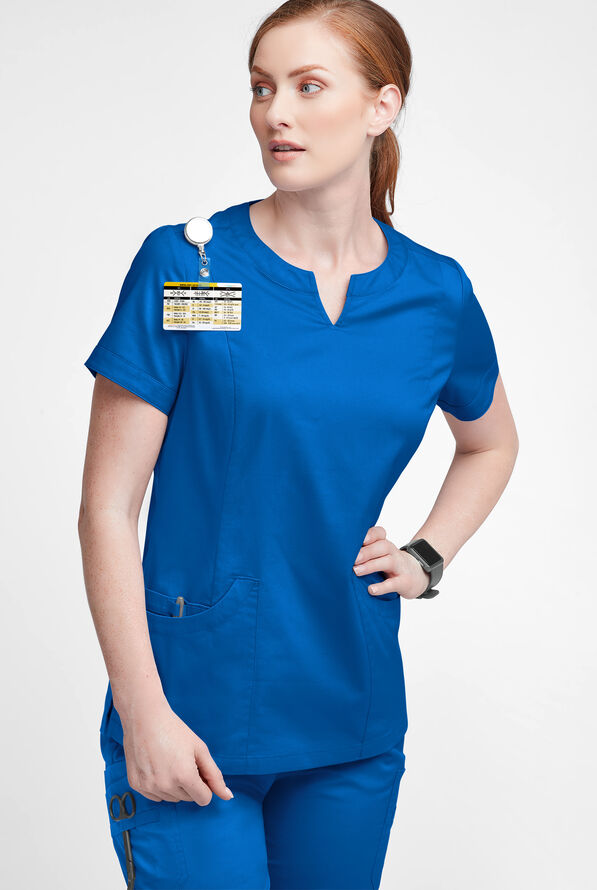 Butter-Soft STRETCH Women's 4-Pocket Notch Neck Scrub Top - Royal - 2