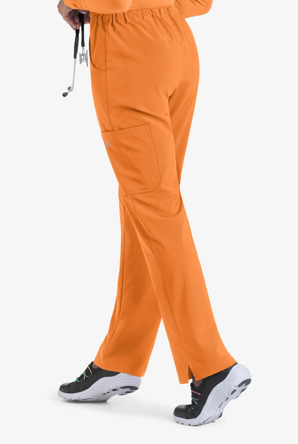 Easy STRETCH Eden Women's 4-Pocket Drawstring Scrub Pants - Petite - Apricot Crush - 2