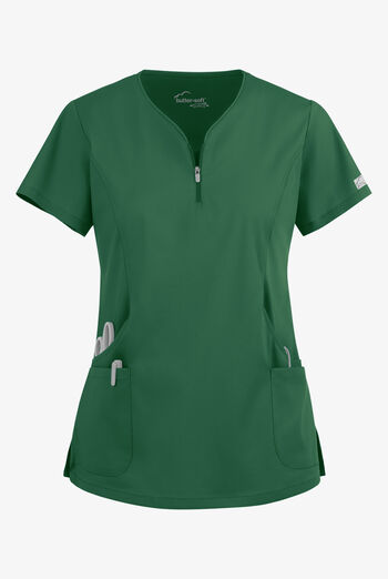 Blusa m&eacute;dica UA Butter-Soft STRETCH con cremallera en el cuello curvo y 4 bolsillos para mujer