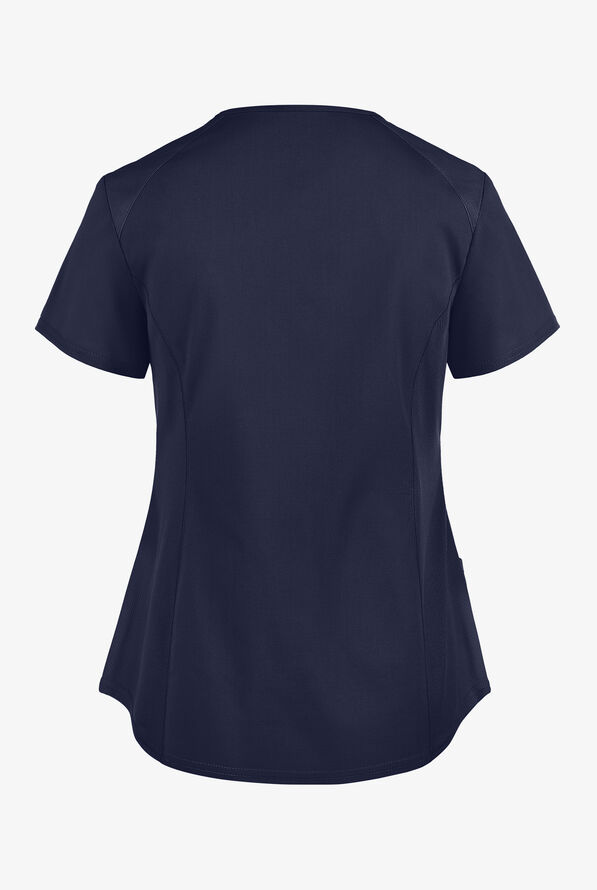 UA Exclusive Cherokee Workwear Professionals Active Women's 2-Pocket STRETCH Mock Wrap Scrub Top - Navy - 3