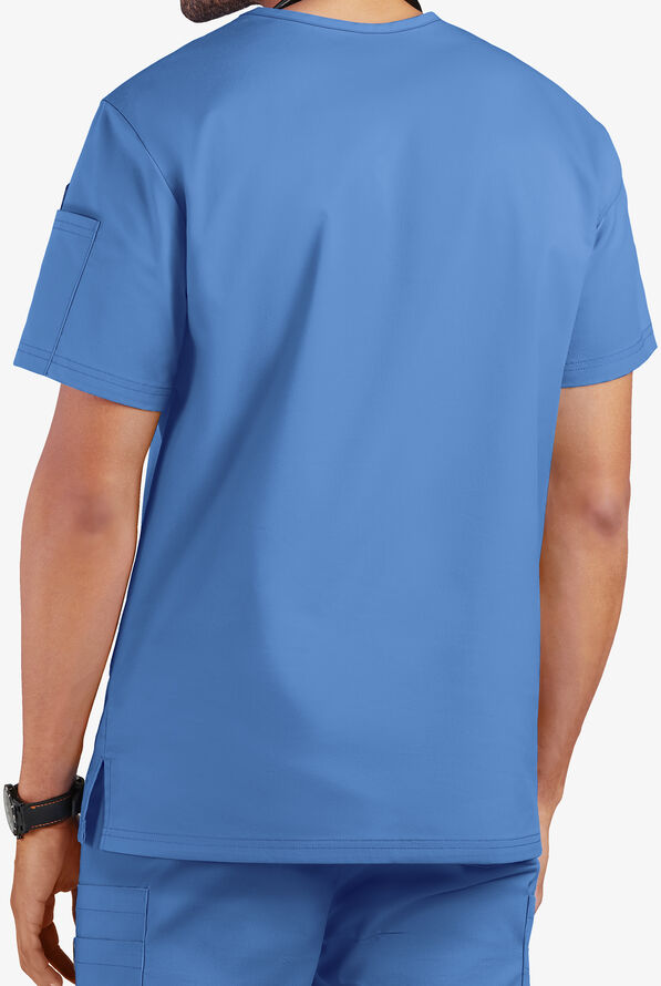 Butter-Soft STRETCH Men's 4-Pocket V-Neck Scrub Top - Ceil Blue - 3