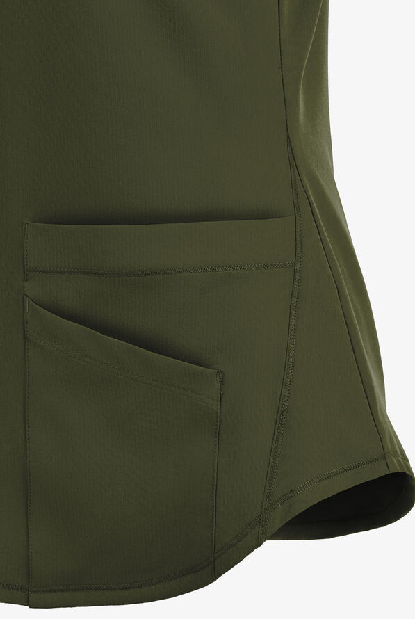 Skechers by Barco Breeze Women's 3-Pocket STRETCH V-Neck Scrub Top - Olive - 4