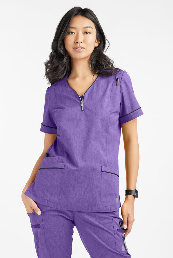 UA BUTTERSOFT STRETCH Women's 5Pocket VNeck with Front Zipper Scrub