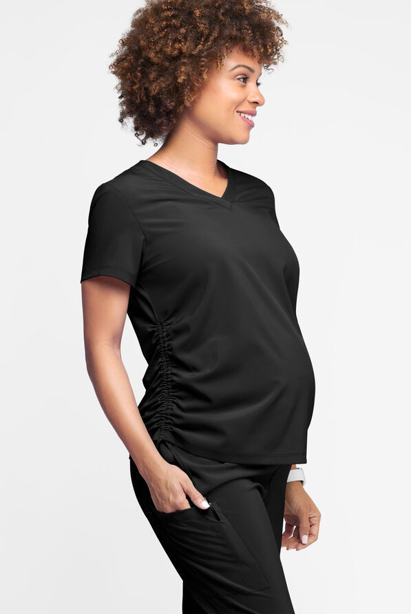Blusa médica de maternidad Easy STRETCH Tori con espalda de malla refrescante para mujer - Onyx Black - 2