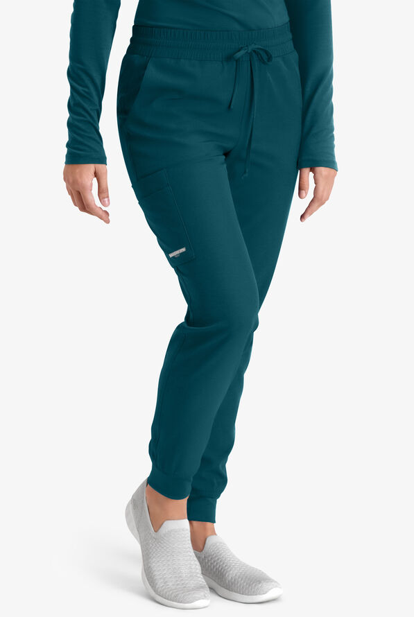 Skechers by Barco Theory Women's 4-Pocket STRETCH Cargo Jogger Scrub Pants - Bahama Blue - 1