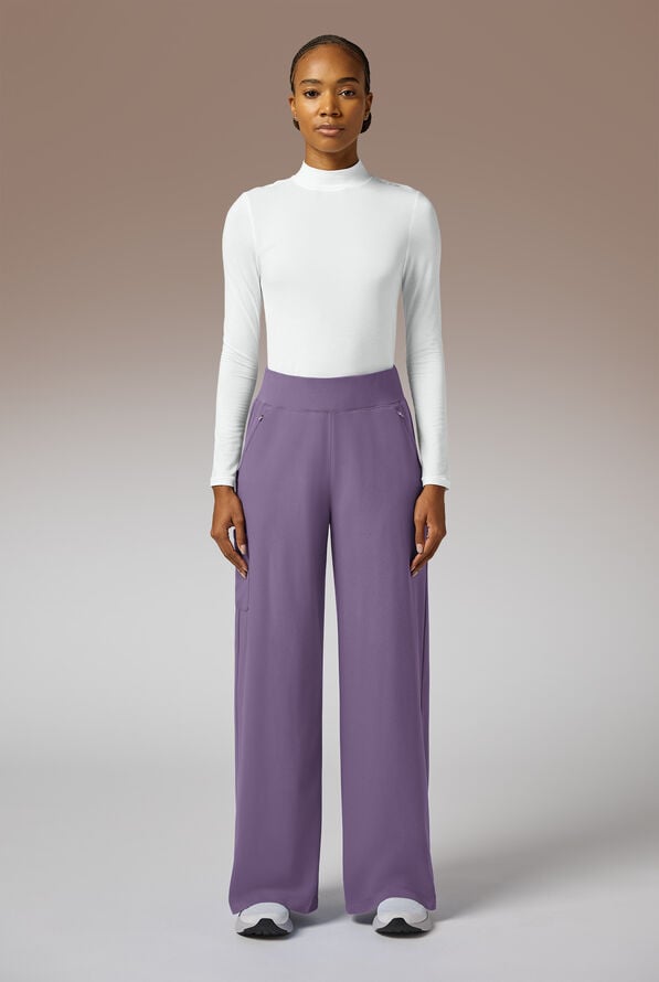 Pantal&oacute;n m&eacute;dico Hypothesis Y-Band estilo yoga con piernas anchas y 6 bolsillos para mujer - Purple Dusk - 1