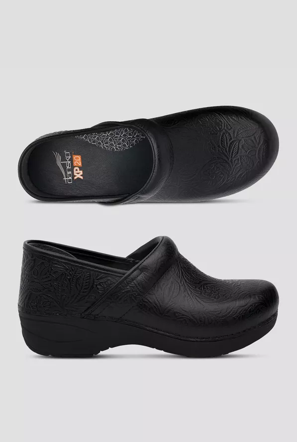 Dansko Pro XP 2.0 Black Floral Tooled Leather Clogs, Nursing Clogs Dansko Pro XP 2.0 Black Floral Tooled Leather Clogs, Nursing Clogs