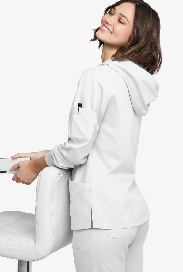 Sudadera m&eacute;dica manga larga Butter-Soft Originals con capucha y 5 bolsillos para mujer - White - 4