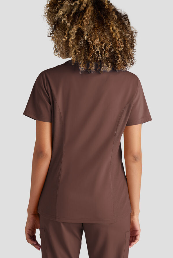Butter-Soft STRETCH FLXTEK+ Women's 3-Pocket Crew Neck Scrub Top - French Roast - 6