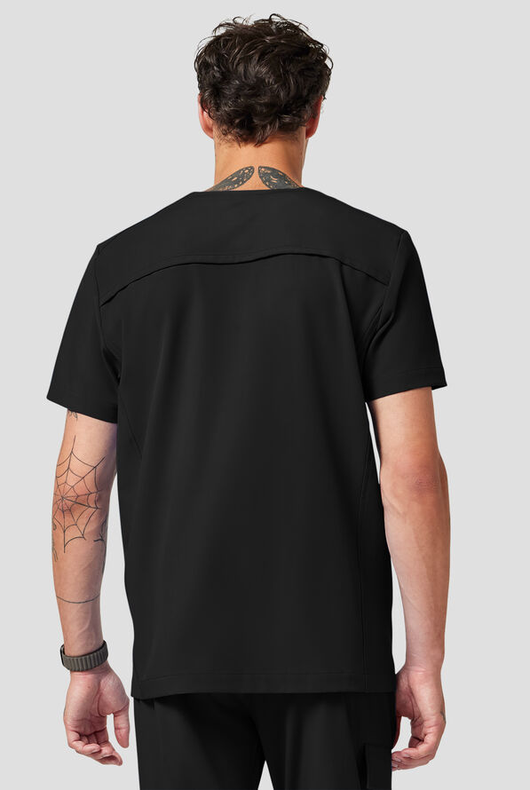 Camisa m&eacute;dica Healing Hands Quest Avery STRETCH con 4 bolsillos y cuello en Y para hombre - Black - 4