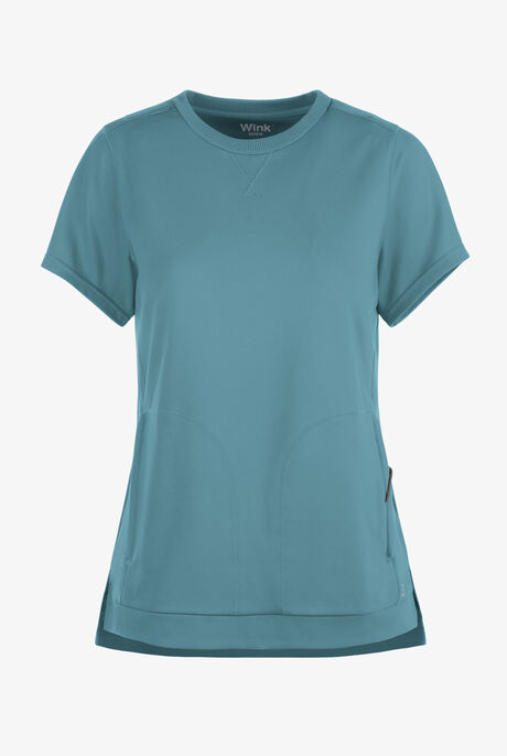 Wink Renew Knit Women's 2-Pocket STRETCH Rib-Knit Crew Neck Scrub Top