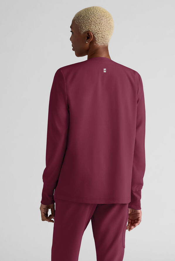 Chaqueta médica Easy STRETCH con botones a presión y 3 bolsillos para mujer - Wine - 2