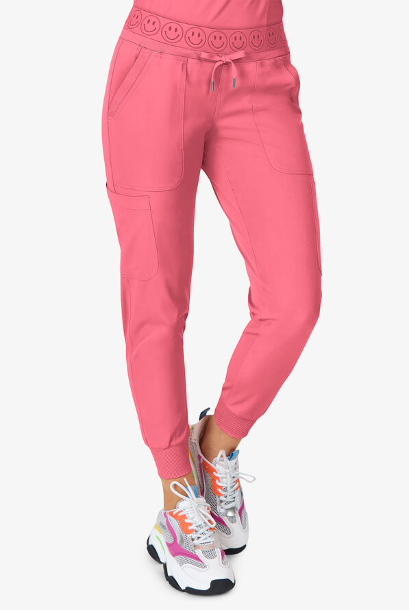 Zavate Ava Therese Sorbet Delights Women's 6-Pocket STRETCH Smile Elastic Waist Jogger Scrub Pants - Sorbet - 1