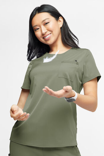 WhisperLite Lyra Women's 2-Pocket Stretch Crew-Neck Scrub Top