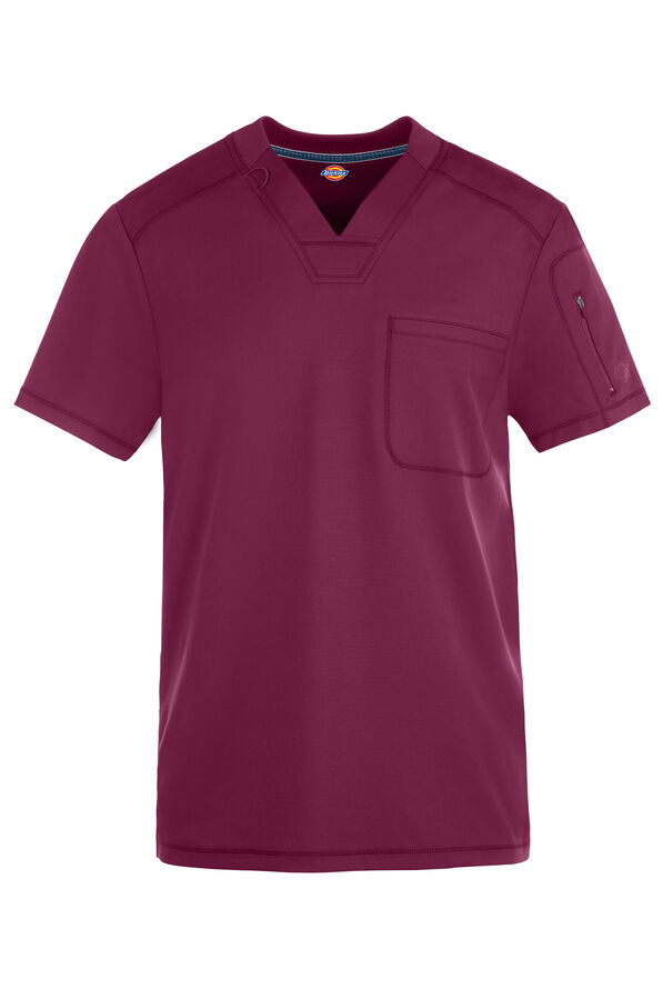 Dickies Dynamix Men's 2-Pocket STRETCH V-Neck Scrub Top - Wine - 1