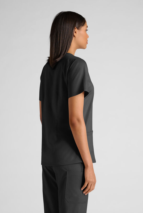 Butter-Soft STRETCH Women's 4-Pocket V-Neck Scrub Top - Black - 2