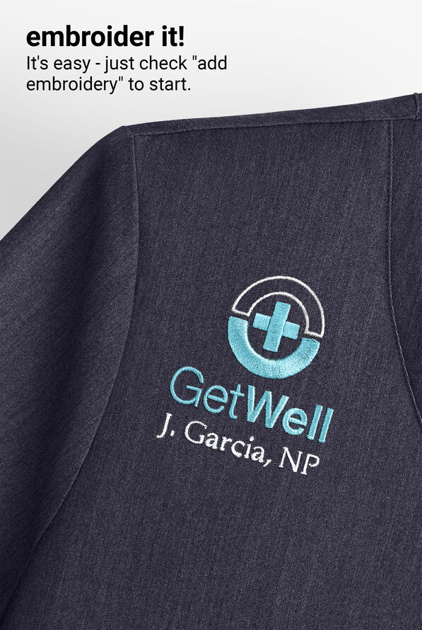 Camisa m&eacute;dica UA Butter-Soft STRETCH con cuello en V y 4 bolsillos para hombre  - Heather Charcoal - 5