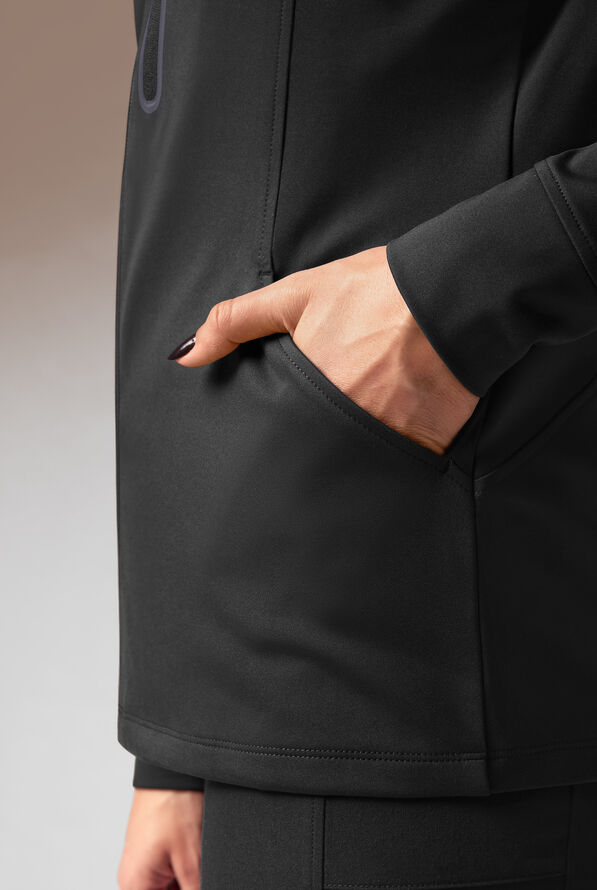 Hypothesis Super-Dermal Women’s Zip Front Multi-Pocket Scrub Jacket - Jet Black/Pewter - 9