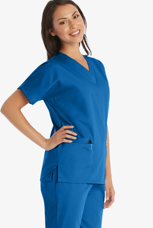Cherokee Workwear Women's 3-Pocket V-Neck Scrub Top - Royal - 3
