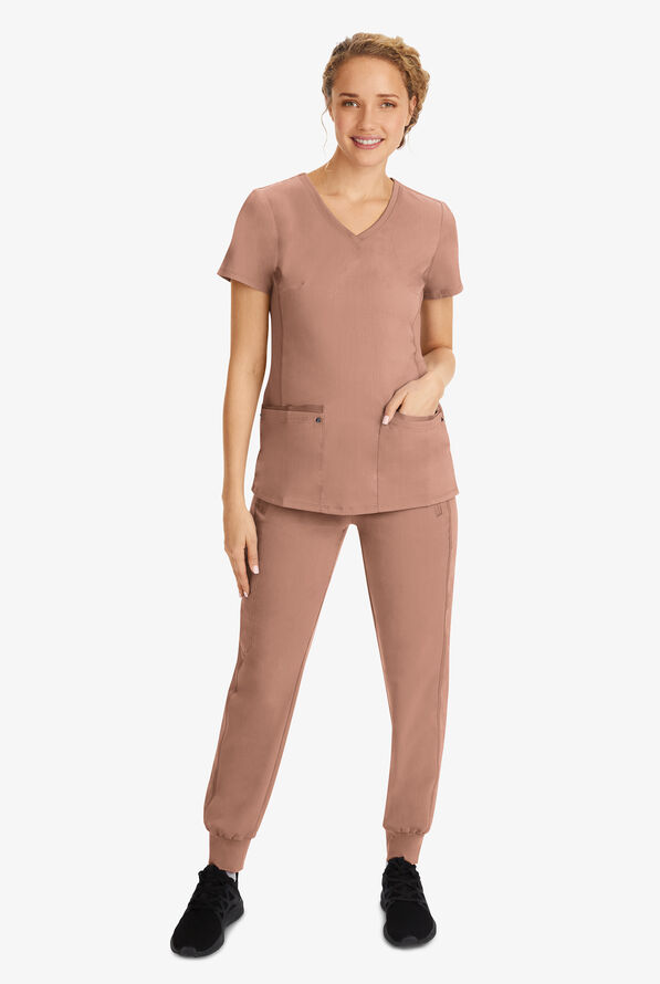 Healing Hands Purple Label Juliet Women's 2-Pocket STRETCH Princess Seam Scrub Top - Santa Fe Tan - 6