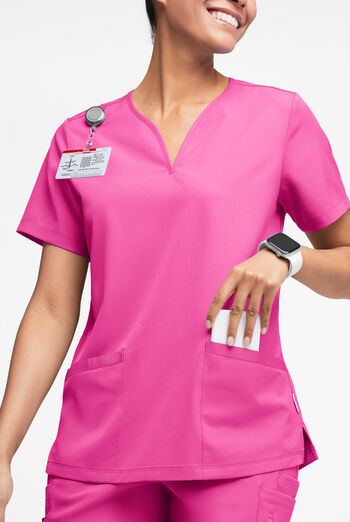 WhisperLite Dahlia Women's 4-Pocket Stretch Notched Neck Scrub Top