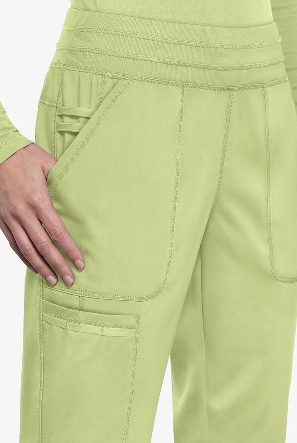 Cherokee Workwear Revolution Women's 5-Pocket STRETCH Elastic Waistband Half Jogger Scrub Pants - Celery Green - 3