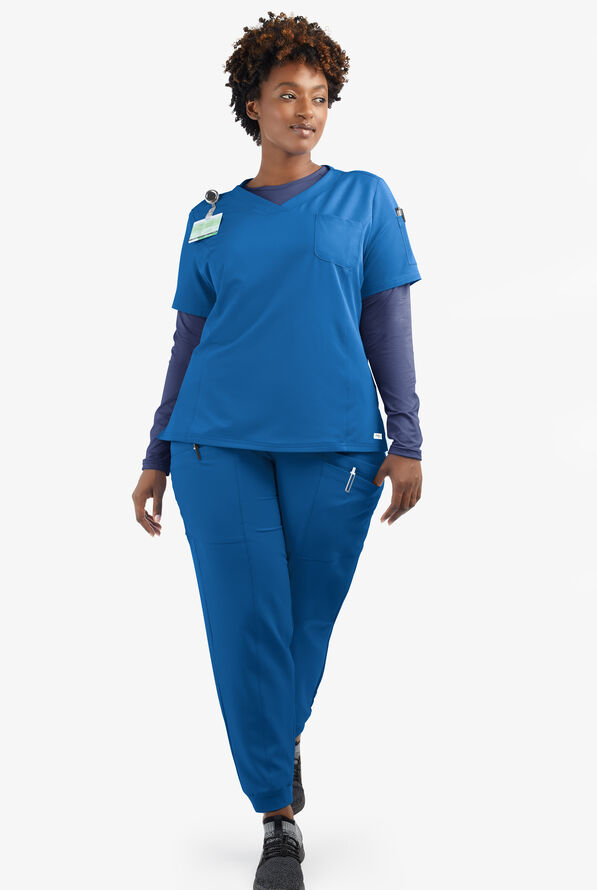 Butter-Soft Women's 3-Pocket V-Neck Tuck-In Scrub Top **Slightly IRREGULAR** - Royal - 7