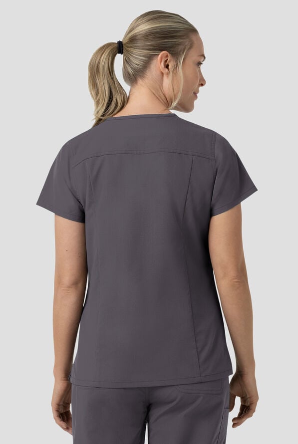 Blusa m&eacute;dica Carhartt FLD & RSCU Rugged Flex STRETCH con cuello en V y 4 bolsillos para mujer - Pewter - 3