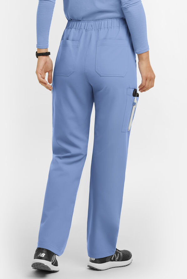 MOVEMENT by Butter-Soft Rigel Women's 9-Pocket Interior Drawstring STRETCH Scrub Pants - Ceil Blue - 2