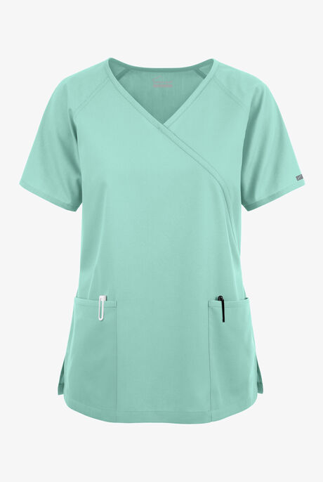 Butter-Soft Originals Women's 3-Pocket Mock Wrap Scrub Top