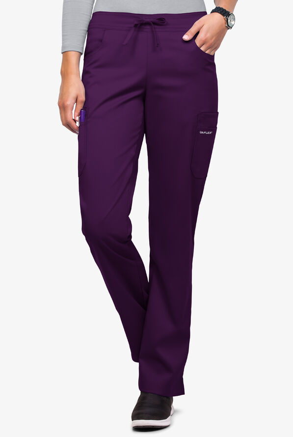 Pantalón médico UA Flex2 STRETCH petite estilo cargo con 7 bolsillos para mujer - Eggplant - 1