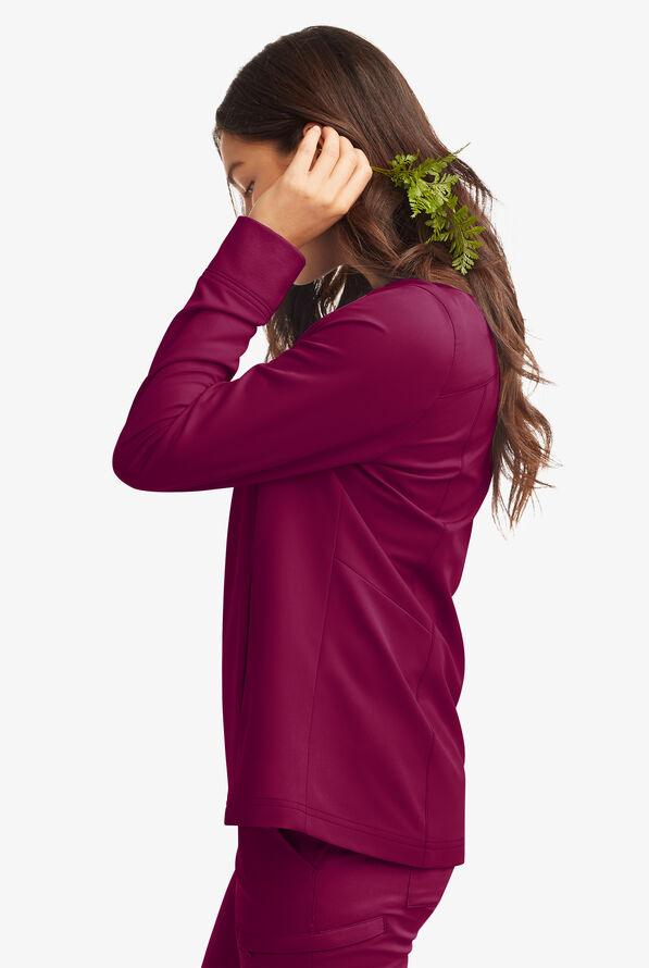 Chaqueta médica manga larga ReSurge Quartz con 6 bolsillos y cremallera para mujer - Wine - 3