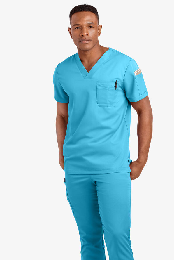 Advantage STRETCH Men's 4-Pocket V-Neck Scrub Top - Turquoise - 2