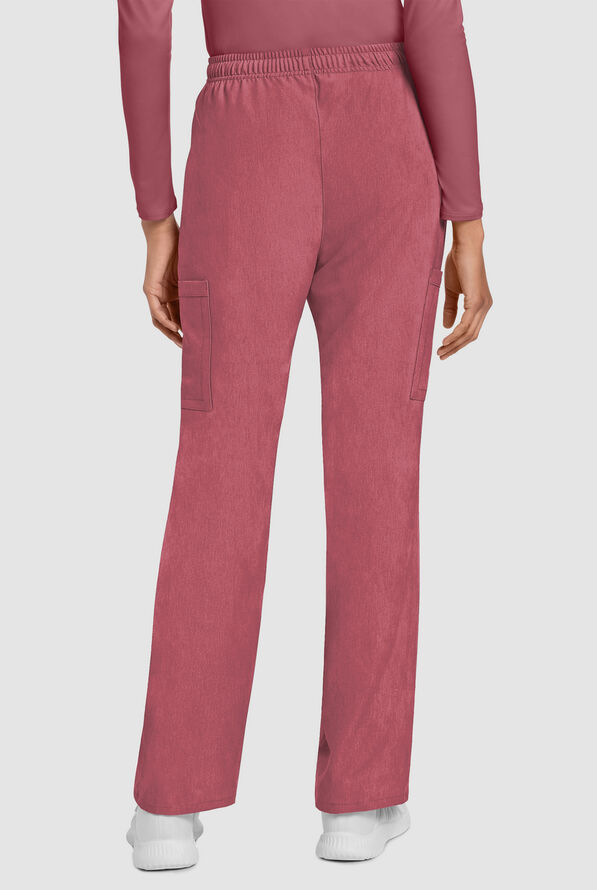 Cherokee Workwear Originals Ultra Women's 4-Pocket Drawstring Cargo Scrub Pants - Heather Cranberry - 4
