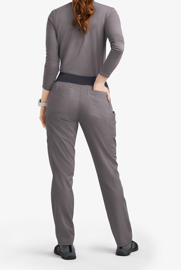Pantalón médico Butter-Soft Originals de tiro medio estilo yoga con piernas entalladas y 5 bolsillos para mujer - Grey Stone/Pewter - 3