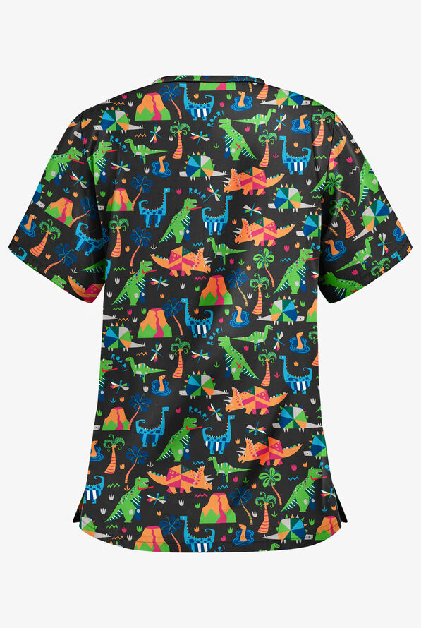 UA Buttersoft Dino Mite Hunter Women's 2 Pocket V-Neck Print Scrub Top - null - 2
